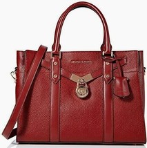 Michael Kors Hamilton Nouveau Brandy Red Lock &amp; Key Large Satchel Bagnwt! - £201.68 GBP