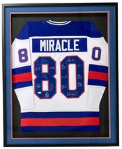1980 USA Miracle Sur Glace (15) Équipe Signé Encadré Custom Blanc Hockey... - £929.27 GBP