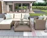 Merax 4 Piece Outdoor Patio Furniture Conversation Set Wicker Ratten Sec... - $1,362.99