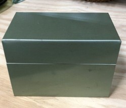 Vintage J Chein &amp; Co Green Metal Tin Recipe Index Card Box - £7.28 GBP