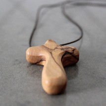 3&quot; Comfort Cross With String, Olive Wood Cross Hand Crafted in Jerusalem, the Ho - £27.61 GBP