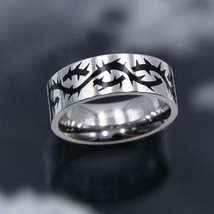 New Ins Hip-hop Punk Stainless Steel Butterfly Flame Ring Vintage Gothic Star Cr - £9.88 GBP