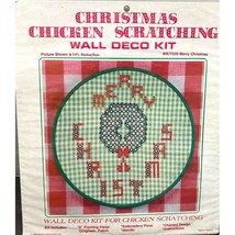 Chicken Scratch Merry Christmas Stitch Kit Wreath 1983 Wall Deco Vintage - £7.97 GBP