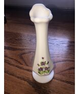 Vintage 7” Fenton Hand-Painted Milk Glass Bud Vase Violets In The Snow S... - $24.57 CAD