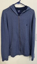 Johnnie O Mens Full Zip Hoodie Jacket Coat Blue Striped Golf Beach Adult XL - $39.59