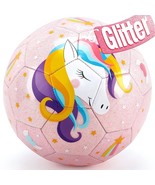 Size 3 Soccer Ball For Kids - Glitter Unicorns Gifts For Girls With Pump... - £24.49 GBP