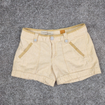 Pilcro Anthropologie Shorts Women Sz 0 Yellow Striped Linen Cuffed Pockets Casua - £14.22 GBP