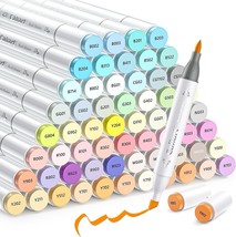 Caliart 61-Color Pastel Alcohol Markers Set, Brush &amp; Chisel Dual Tip Art... - $39.59