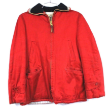 VTG 50s Tom Sawyer Red Winter Coat 38 Cotton Talon Zip Hood Americana Ja... - $222.75