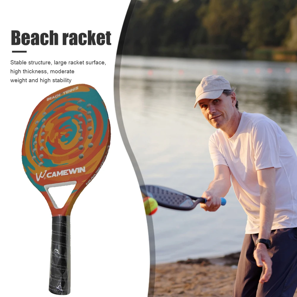 Sporting Professional Beach Tennis Racket with Bag Lightweight Carbon Fiber Ball - £67.13 GBP