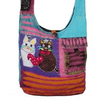 Two Cats Patch Hobo Bag Sling Purse #3 (BN-PUR106) - £15.62 GBP