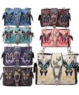 Vibrant Butterfly Western Purse Rhinestone Buckle Conceal Carry Handbag ... - £35.26 GBP+