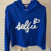 Juicy Couture Hoodie Womens Sz Extra Small Blue Selfie Pullover Crop - $17.64
