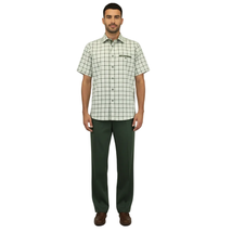 Men 2pc Walking Leisure Suit Short Sleeves By DREAMS Fancy 283-04 Sage Green image 6