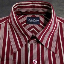 Indigo Palms Men&#39;s Medium Long Sleeve 100% Cotton Button Front Striped Shirt Euc - £15.03 GBP