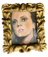 Art Baroque Frame Painting Original Womans Face Pop 80s Portrait Sexy Fa... - £137.48 GBP
