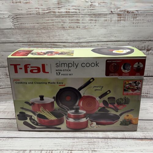 T-fal Simply Cook Prep and Cook Nonstick 17pc Set - Red New - $89.05