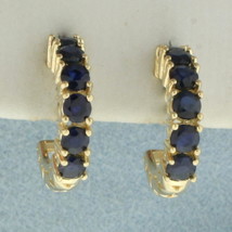 Sapphire Half Hoop Earrings in 14k Yellow Gold - £504.43 GBP