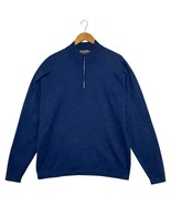 Peter Millar Sweater Mens XL Blue Crown Sport Quarter Zip Pullover Casua... - $44.54