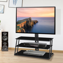 Black Multi-Function Angle And Height Adjustable Tempered Glass TV Stand  - £137.75 GBP