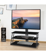 Black Multi-Function Angle And Height Adjustable Tempered Glass TV Stand  - £164.20 GBP