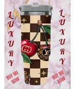 Luxury Patterned Cherries | 30 oz Flip Straw Tumbler | Trendy | Free Shi... - $38.99