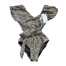 Leopard Print One Piece Bathing Suit With Flutter Sleeve Brand New With ... - $19.79