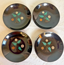 Couroc Bowls Set of 4 with Imbedded Coins Shells and Metal Vintage - £60.25 GBP