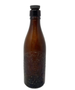 Vintage Scarboro &amp; Whitby Breweries Ltd. Amber Glass Bottle w Stopper 1943 - $361.56 MXN