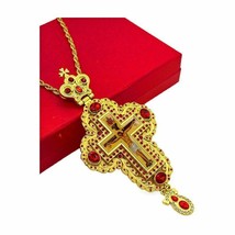 Greek Orthodox Red Crucifix Pectoral Cross Priests Church Necklace Chain... - $69.93