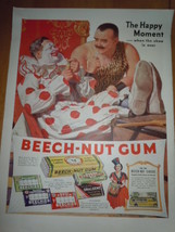 Beech-Nut Gum Circus Clown Strongman Print Magazine Ad 1937 - £8.02 GBP