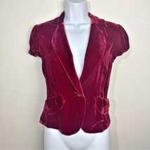 BCBGMaxAzria Velvet Dark RED Coco Cap Sleeve Jacket Size XS - $34.79