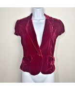 BCBGMaxAzria Velvet Dark RED Coco Cap Sleeve Jacket Size XS - $34.79