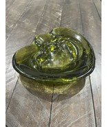 Vintage BLENKO Amoeba Freeform Dark Green Art Glass Trinket Dish Ashtray... - $54.14 CAD
