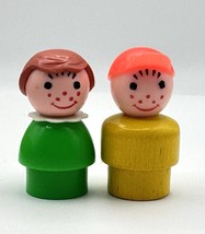 Vtg Fisher Price Little People Wood Plastic Smiling Boy Hat Freckles Gre... - $10.59