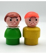 Vtg Fisher Price Little People Wood Plastic Smiling Boy Hat Freckles Gre... - $14.86 CAD