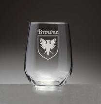 Browne Irish Coat of Arms Stemless Wine Glasses (Sand Etched) - £53.68 GBP