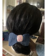 Convertible Denim Scrunchie with Vintage Pink and Cream Charm (Patent Pending) - $267.04 MXN