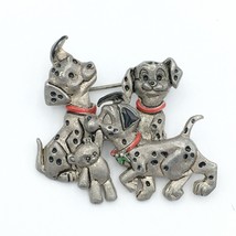 DISNEY 101 Dalmatians brooch - silver-tone enamel dog puppy red collar pin - $18.00