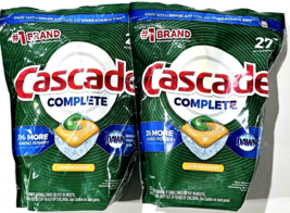 2 Pack Cascade Complete Lemon Scent Dishwasher Detergent 54 Total Pacs - £32.10 GBP