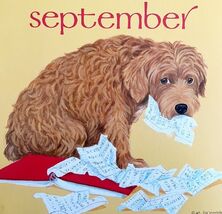 Goldendoodle Eats Homework September Dog Days Poster Calendar 14 x 11&quot; D... - $556.20 MXN