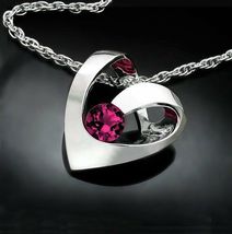 0.50Ct Round Cut Red Ruby Heart Pendant Gift For Her 14K Yellow Gold Finish - £82.20 GBP