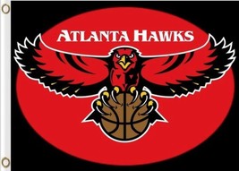 Atlanta Hawks Team Red Flag 3X5Ft Polyester Banner USA Digital Printing - £12.56 GBP