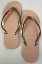 Havaianas Women&#39;s Slim Flip Flop Sandals, Pink w Bling Turtle Wo Size 7/... - $24.74