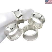 Elegant Round Napkin Rings with Heavy Beaded Edge - Set of 4, 3.5cm Diam... - $681.89 MXN