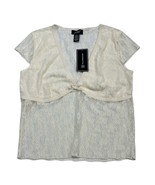 Princess Polly Y2K Top Women L Ivory Sheer Floral Lace Babydoll Cropped ... - €26,51 EUR
