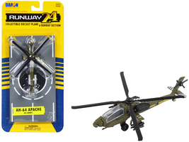 Boeing AH-64 Apache Helicopter Olive Drab &quot;United States Army&quot; with Runway Secti - £18.31 GBP