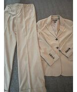VTG 90s Eddie Bauer Pant Suit Tan Pants And Jacket Lined Size 12 Tall - $61.84 CAD
