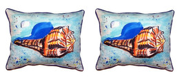 Pair of Betsy Drake Amber Shell Large Pillows 16 Inch X 20 Inch - £70.08 GBP