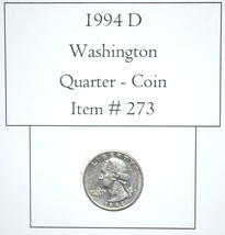 1994 D Washington Quarter, # 273, quarters, vintage money, old coins, old money - £10.40 GBP